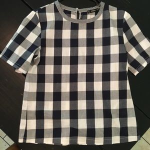 Navy gingham top